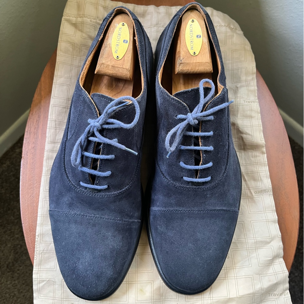Men's Navy Suede Oxfords